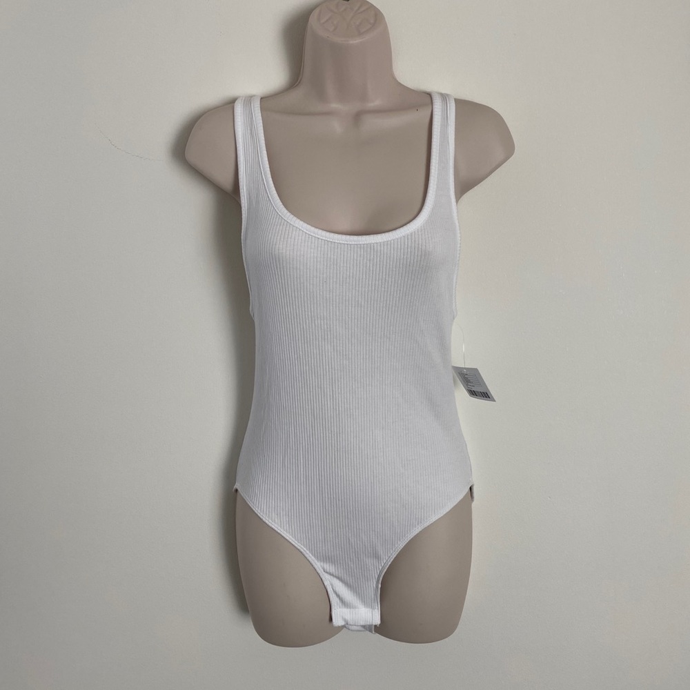 Urban Outfitters ribbed white lowcut bodysuit